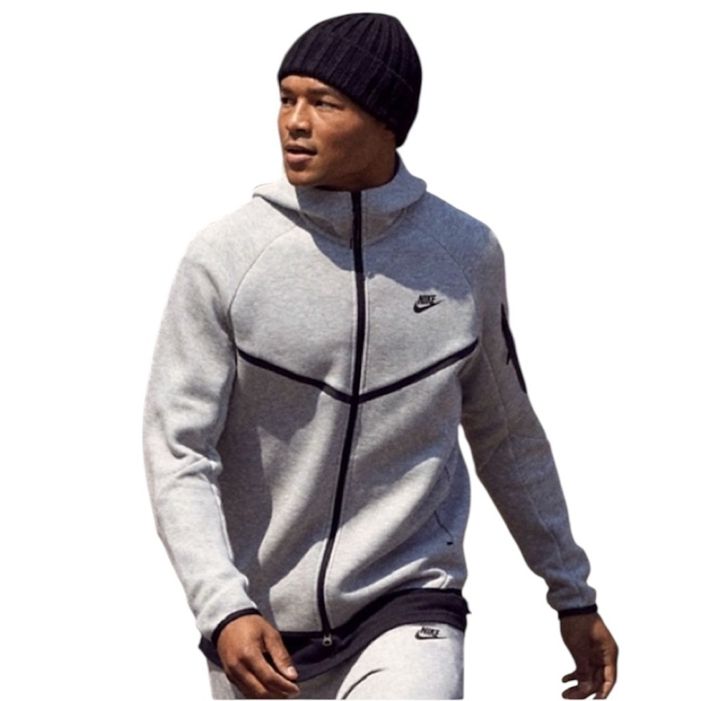NIKE Fleece Windrunner Full-Zip Jacket Red Label Black and Gray Zip-Up Size XL - Picture 1 of 6